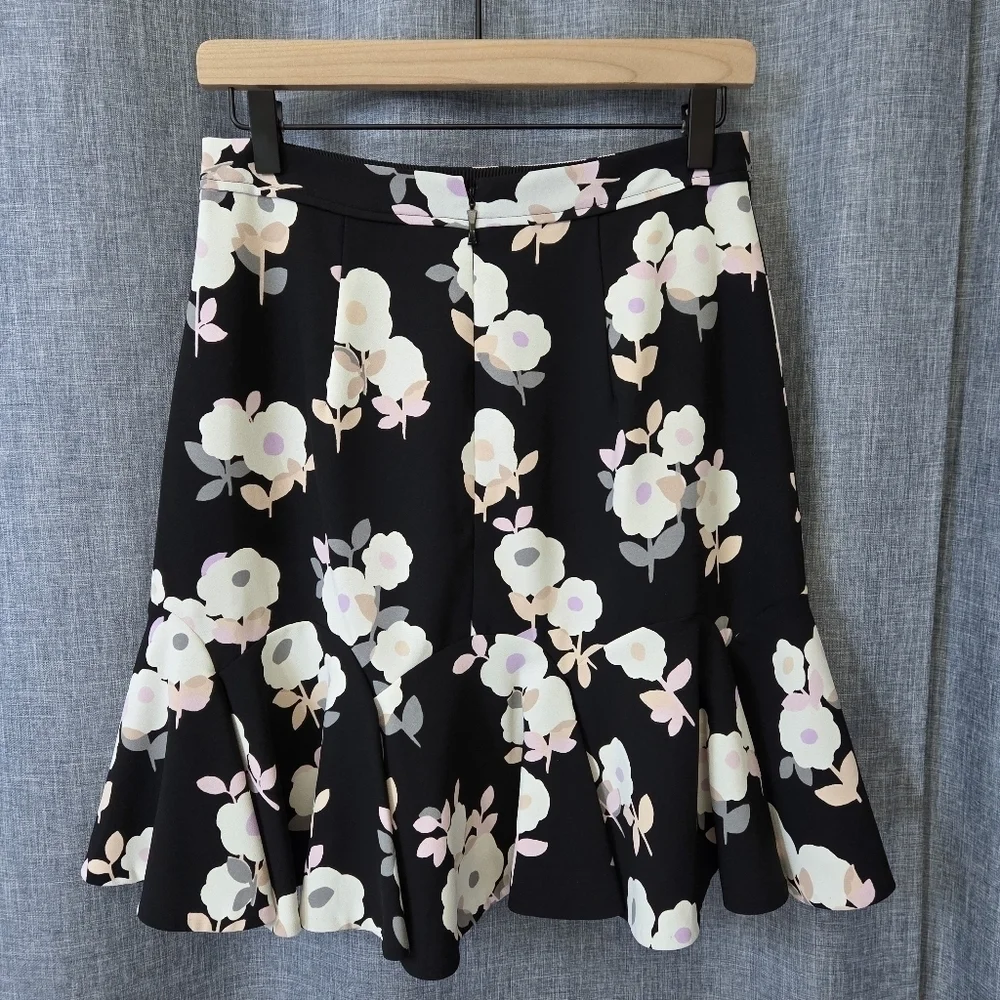KATE SPADE Posy Floral Flounce Skirt Whimsies Black Pink Size 6 W28